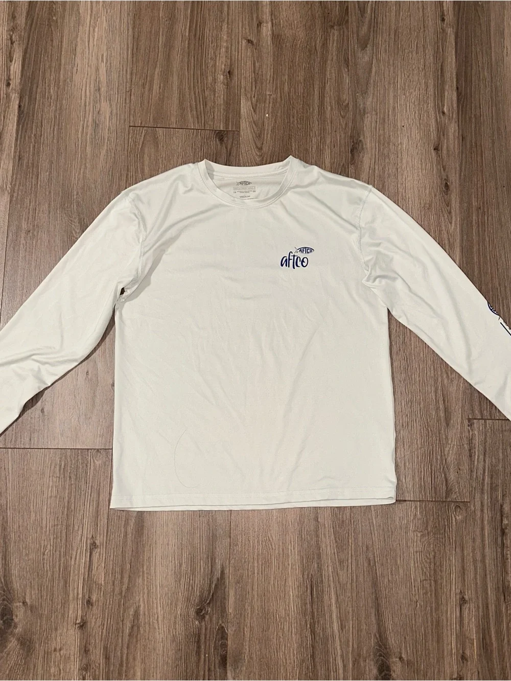 AFTCO Tee Shirt Boys Light Blue Long-Sleeve Logo Size Medium